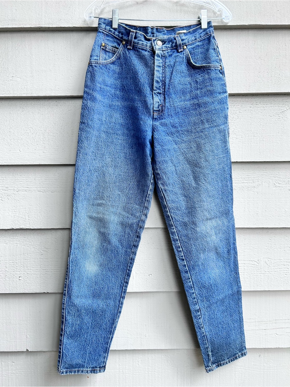 Vintage 80s Levi's High Rise Tapered Leg Rigid Denim USA Made Beige Tab Size 11